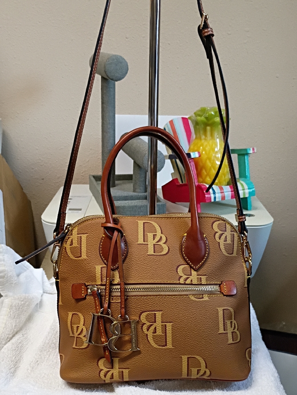 Dooney & Bourke Tan/Brown Logo Dome Satchel